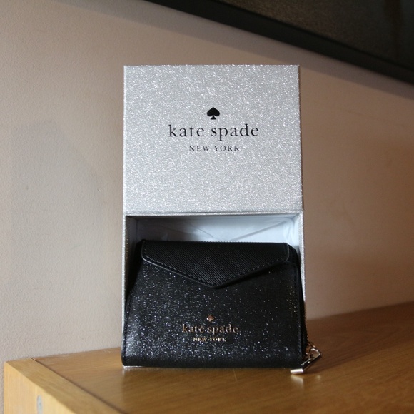 Kate Spade Black Glitter Wallet - NIB - Picture 1 of 6